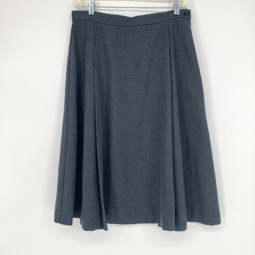 Vintage Orvis Pleated Skirt SIZE 12 Gray Lined Preppy Academia Ivy League USA